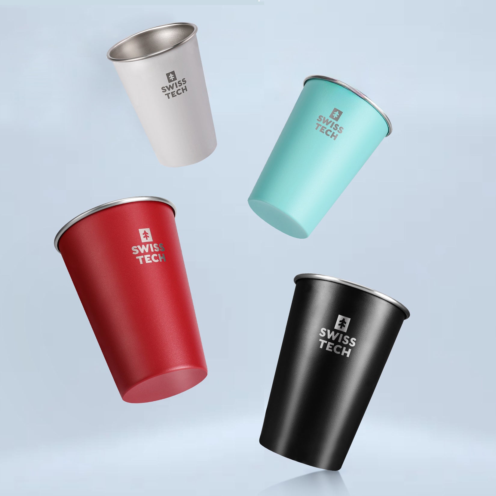 Rostfria stålkoppar - 4-pack resekoppar